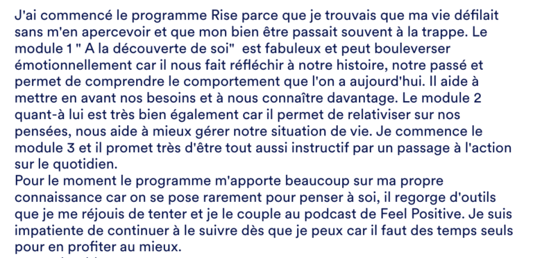 Programme Rise de Feel Positive