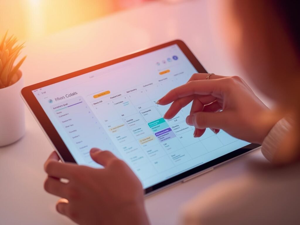 Plannification d'objectifs sur uen tablette